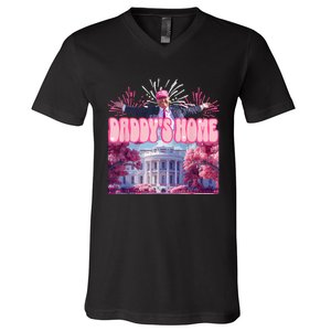 Trump Firework Pink DaddyS Home Trump 2024 V-Neck T-Shirt