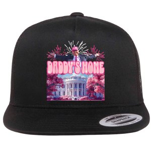 Trump Firework Pink DaddyS Home Trump 2024 Flat Bill Trucker Hat