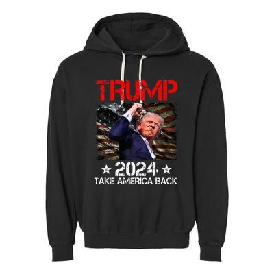 Trump Fist Pump Shot At Trump 2024 Trump Survives Rally Premium Garment-Dyed Fleece Hoodie