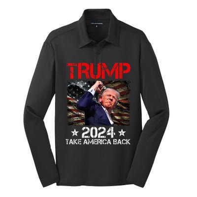 Trump Fist Pump Shot At Trump 2024 Trump Survives Rally Premium Silk Touch Performance Long Sleeve Polo