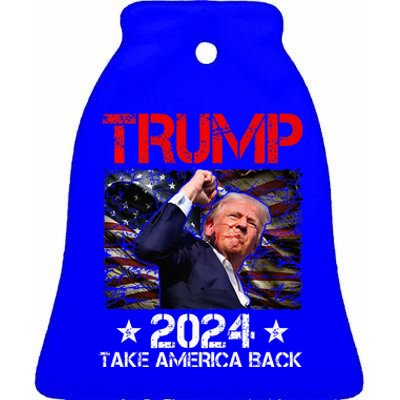 Trump Fist Pump Shot At Trump 2024 Trump Survives Rally Premium Ceramic Bell Ornament