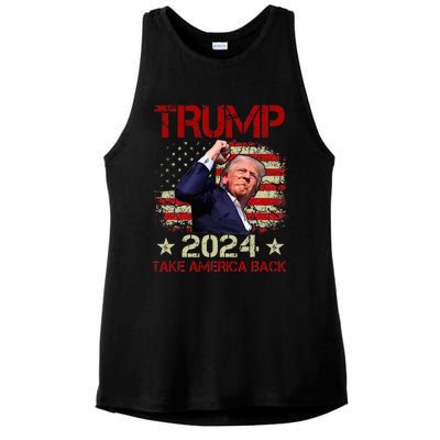 Trump Fist Pump Shot At Trump 2024 Trump Survives Rally Ladies PosiCharge Tri-Blend Wicking Tank