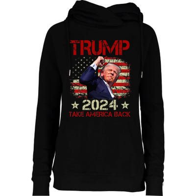 Trump Fist Pump Shot At Trump 2024 Trump Survives Rally Womens Funnel Neck Pullover Hood