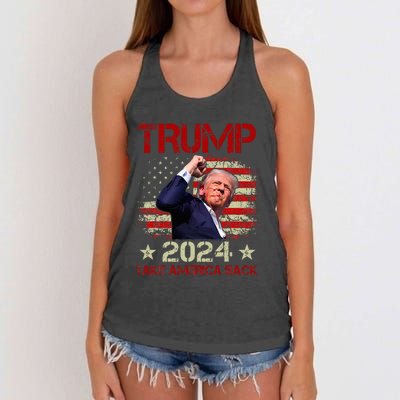 Trump Fist Pump Shot At Trump 2024 Trump Survives Rally Women's Knotted Racerback Tank