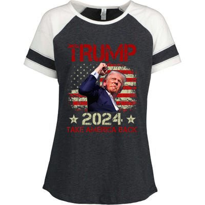 Trump Fist Pump Shot At Trump 2024 Trump Survives Rally Enza Ladies Jersey Colorblock Tee