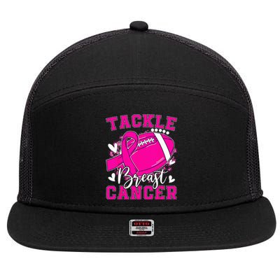 Tackle Football Pink Ribbon Breast Cancer Awareness Kids 7 Panel Mesh Trucker Snapback Hat