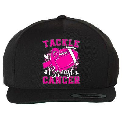 Tackle Football Pink Ribbon Breast Cancer Awareness Kids Wool Snapback Cap