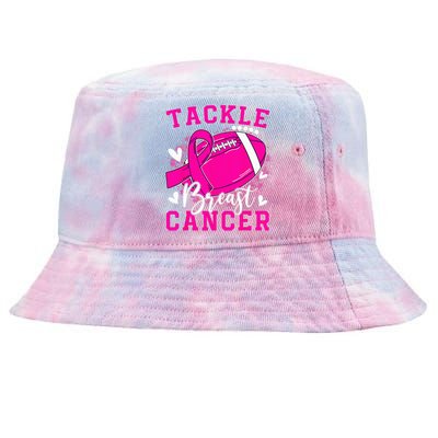 Tackle Football Pink Ribbon Breast Cancer Awareness Kids Tie-Dyed Bucket Hat