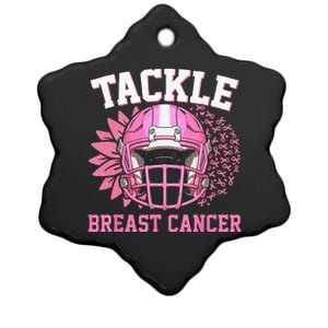 Tackle Football Pink Ribbon Breast Cancer Awareness Ceramic Star Ornament