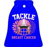 Tackle Football Pink Ribbon Breast Cancer Awareness Ceramic Bell Ornament