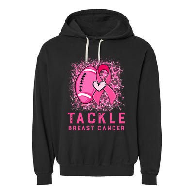 Tackle Football Pink Ribbon Breast Cancer Awareness Garment-Dyed Fleece Hoodie