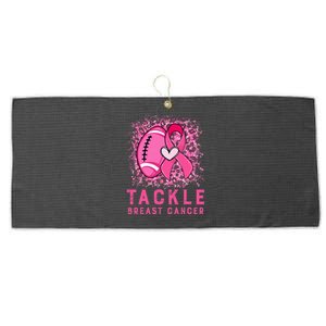 Tackle Football Pink Ribbon Breast Cancer Awareness Large Microfiber Waffle Golf Towel