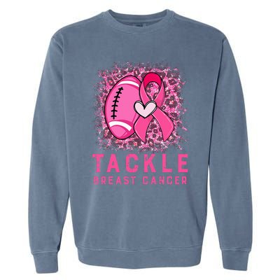 Tackle Football Pink Ribbon Breast Cancer Awareness Garment-Dyed Sweatshirt