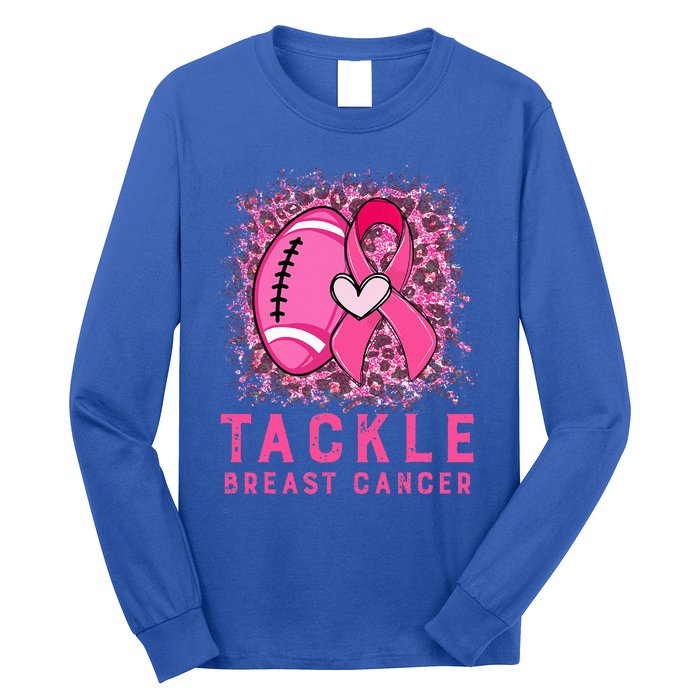 Tackle Football Pink Ribbon Breast Cancer Awareness Long Sleeve Shirt