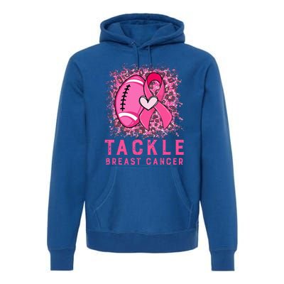 Tackle Football Pink Ribbon Breast Cancer Awareness Premium Hoodie