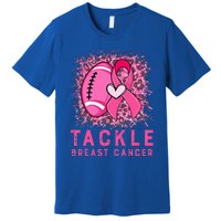 Tackle Football Pink Ribbon Breast Cancer Awareness Premium T-Shirt