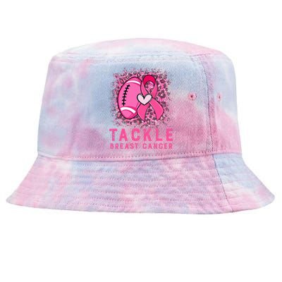 Tackle Football Pink Ribbon Breast Cancer Awareness Tie-Dyed Bucket Hat