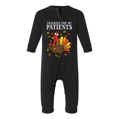 Thankful For Patients Turkey Nurse Thanksgiving Fall Scrub Cool Gift Infant Fleece One Piece