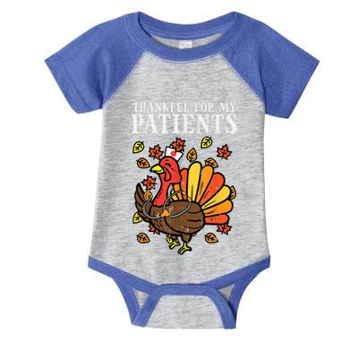 Thankful For Patients Turkey Nurse Thanksgiving Fall Scrub Cool Gift Infant Baby Jersey Bodysuit