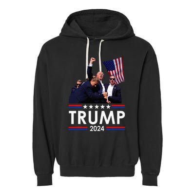 Trump Fist Pump Shot At Trump 2024 Garment-Dyed Fleece Hoodie