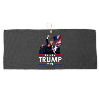 Trump Fist Pump Shot At Trump 2024 Large Microfiber Waffle Golf Towel