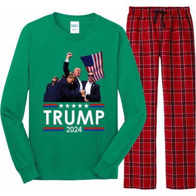 Trump Fist Pump Shot At Trump 2024 Long Sleeve Pajama Set