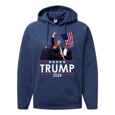 Trump Fist Pump Shot At Trump 2024 Performance Fleece Hoodie