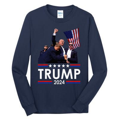 Trump Fist Pump Shot At Trump 2024 Tall Long Sleeve T-Shirt