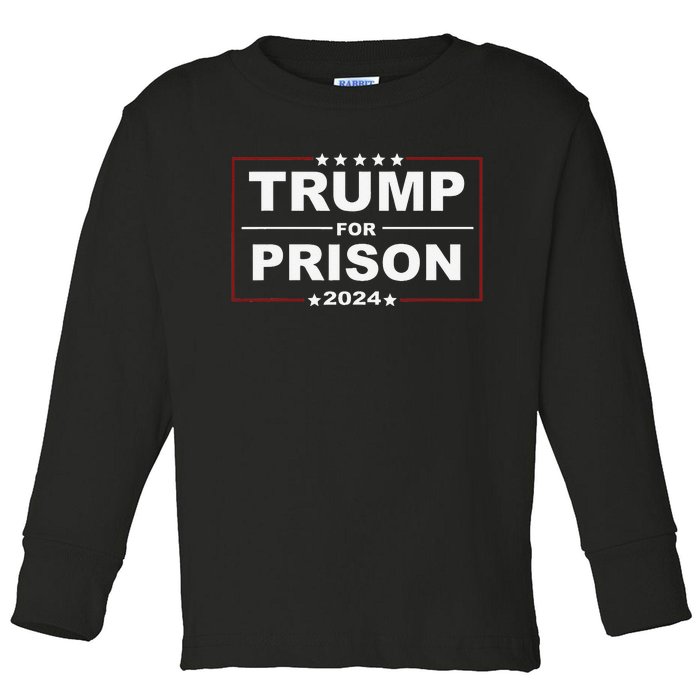 Trump For Prison 2024 Support Trump 4th Of July Toddler Long Sleeve Shirt