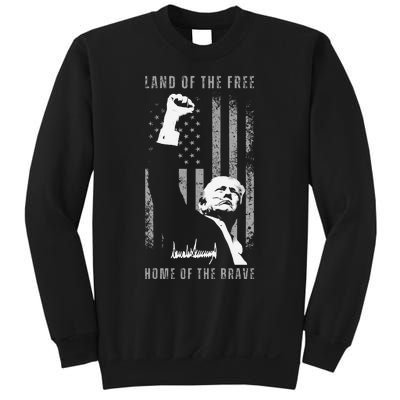 Trump Fist Pump Land Of The Free Home Of The Brave Us Flag Sweatshirt