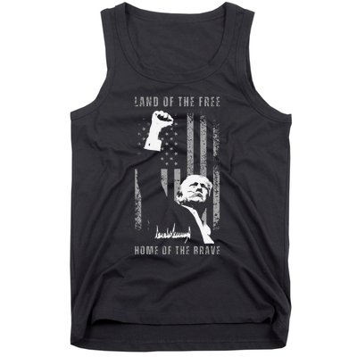 Trump Fist Pump Land Of The Free Home Of The Brave Us Flag Tank Top