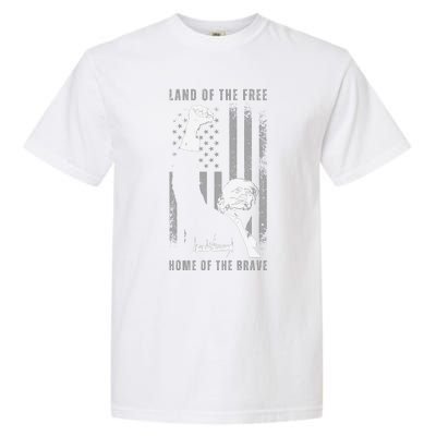 Trump Fist Pump Land Of The Free Home Of The Brave Us Flag Garment-Dyed Heavyweight T-Shirt