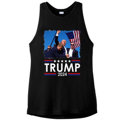 Trump Fist Pump Shot At Trump 2024 Trump Survives Rally Ladies PosiCharge Tri-Blend Wicking Tank