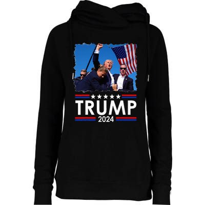 Trump Fist Pump Shot At Trump 2024 Trump Survives Rally Womens Funnel Neck Pullover Hood