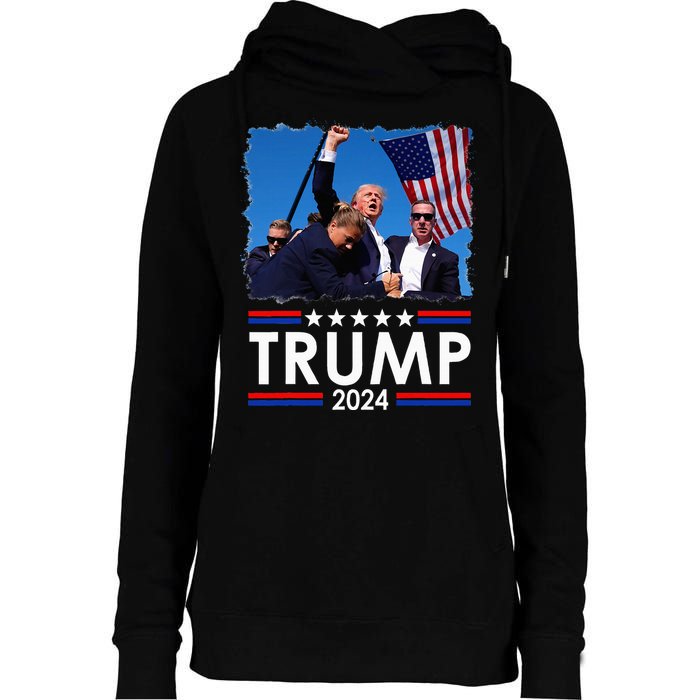 Trump Fist Pump Shot At Trump 2024 Trump Survives Rally Womens Funnel Neck Pullover Hood