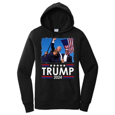 Trump Fist Pump Shot At Trump 2024 Trump Survives Rally Women's Pullover Hoodie