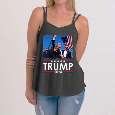 Trump Fist Pump Shot At Trump 2024 Trump Survives Rally Women's Strappy Tank