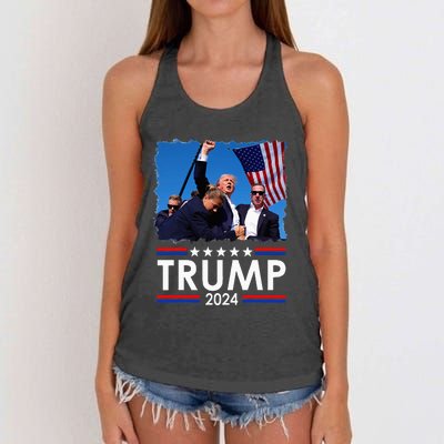 Trump Fist Pump Shot At Trump 2024 Trump Survives Rally Women's Knotted Racerback Tank