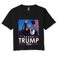 Trump Fist Pump Shot At Trump 2024 Trump Survives Rally Women's Crop Top Tee