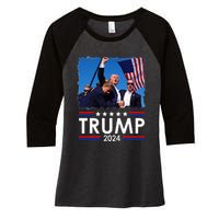 Trump Fist Pump Shot At Trump 2024 Trump Survives Rally Women's Tri-Blend 3/4-Sleeve Raglan Shirt