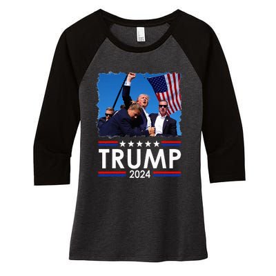 Trump Fist Pump Shot At Trump 2024 Trump Survives Rally Women's Tri-Blend 3/4-Sleeve Raglan Shirt