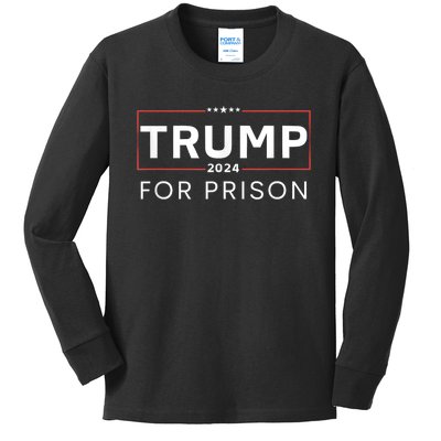 Trump For Prison 2024 Kids Long Sleeve Shirt