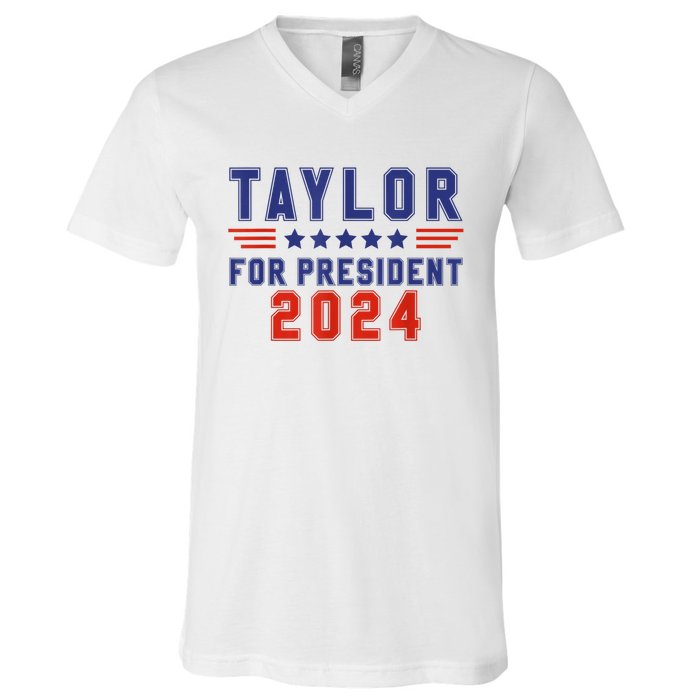 Taylor For President 2024 Funny Taylor First Name V-Neck T-Shirt