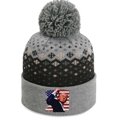 Trump Fist Pump Shot A Trump 2024 Trump For President The Baniff Cuffed Pom Beanie