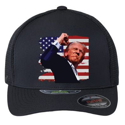 Trump Fist Pump Shot A Trump 2024 Trump For President Flexfit Unipanel Trucker Cap