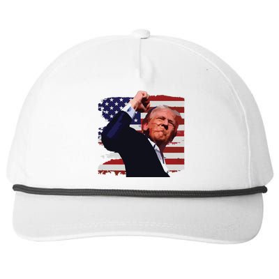 Trump Fist Pump Shot A Trump 2024 Trump For President Snapback Five-Panel Rope Hat