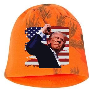 Trump Fist Pump Shot A Trump 2024 Trump For President Kati - Camo Knit Beanie