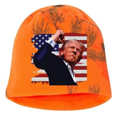 Trump Fist Pump Shot A Trump 2024 Trump For President Kati - Camo Knit Beanie