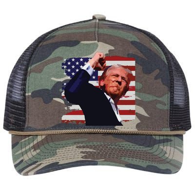 Trump Fist Pump Shot A Trump 2024 Trump For President Retro Rope Trucker Hat Cap