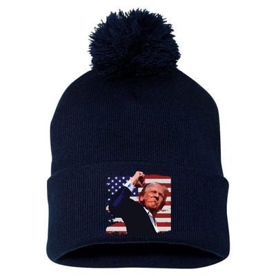 Trump Fist Pump Shot A Trump 2024 Trump For President Pom Pom 12in Knit Beanie